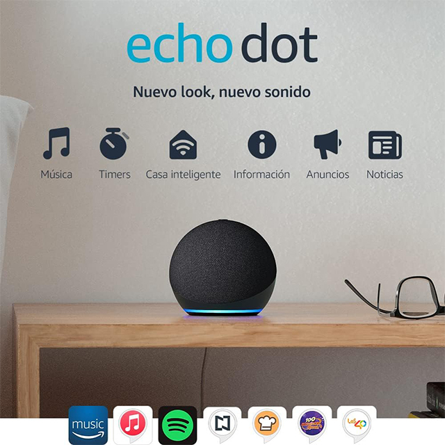 Amazon Echo Dot, Bocina Inteligente con Alexa, 5 Gen, Negra - B09B8V1LZ3