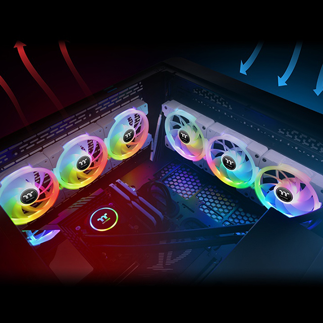 Ventiladores Thermaltake Swafan EX12 RGB | Kit de 3 Ventiladores | 120mm | Blancos | Magnéticos | Push or Pull - CL-F161-PL12SW-A