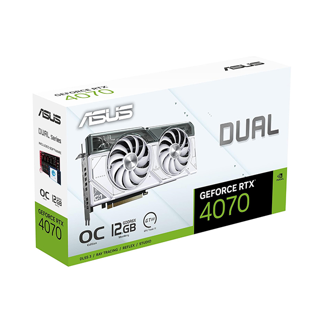 Tarjeta de Video Nvidia Asus Dual GeForce RTX 4070 White OC, 2 Ventiladores, 12GB GDDR6X, OC, PCIe 4.0, Nvidia DLSS 3 - DUAL-RTX4070-O12G-WHITE 