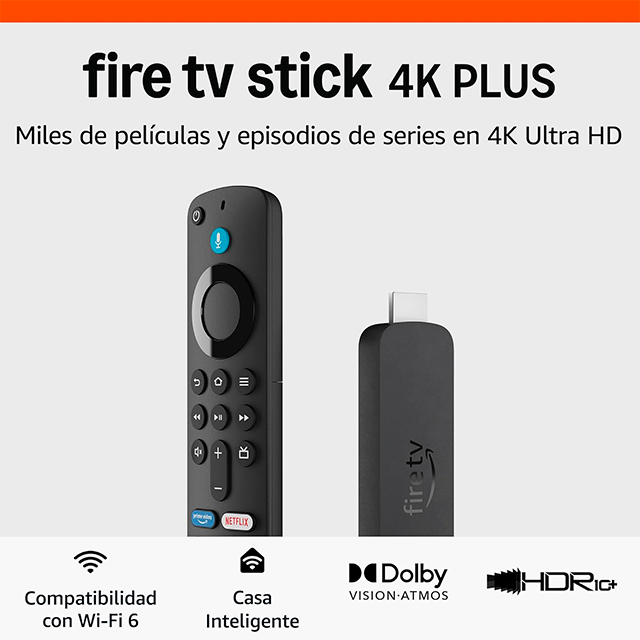 Amazon Fire TV Stick 4K Plus, Wi-Fi 6, Dolby Vision y Dolby Atmos