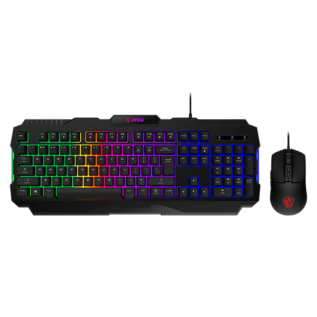 Combo Teclado y Mouse Gamer MSI FORGE GK100 COMBO US, Alámbrico USB 2.0, Teclado RGB de Membrana, Mouse 6400 DPI, Inglés, Negro – FORGE GK100 COMBO US