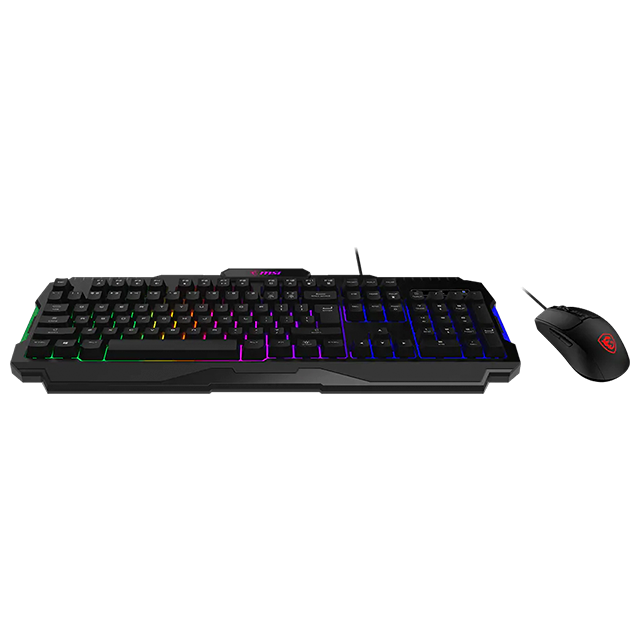 Combo Teclado y Mouse Gamer MSI FORGE GK100 COMBO US, Alámbrico USB 2.0, Teclado RGB de Membrana, Mouse 6400 DPI, Inglés, Negro – FORGE GK100 COMBO US