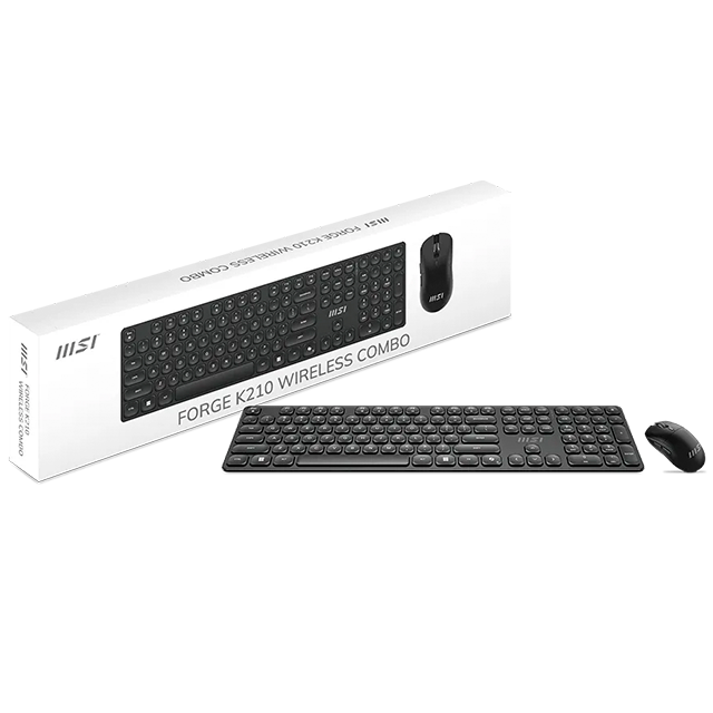 Combo Teclado y Mouse Inalámbrico MSI FORGE K210 W COMBO US, 2.4 GHz, Teclado Scissor, Mouse 1600 DPI, Recargables, USB 2.0, Inglés – FORGE K210 W COMBO US