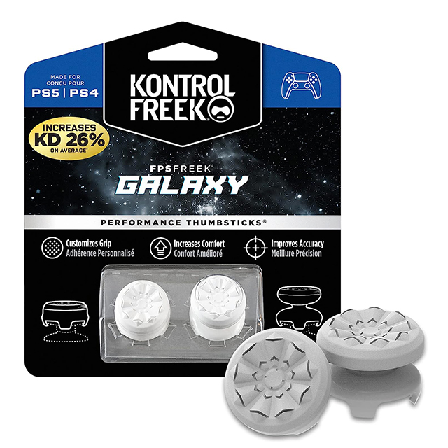 KontrolFreek FPS Freek Galaxy para PS4 y PS5 | Performance Thumbsticks | 2 Alturas elevadas, Versátil | Blanco