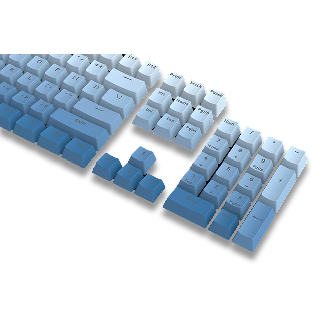 Gaming Keycaps Para Teclado Mecánico Redragon Ombre PBT A134 Blanco/Azul, 104 Teclas, Tecla de doble inyección, Translucidas 