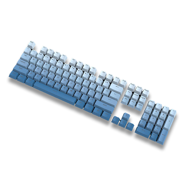 Gaming Keycaps Para Teclado Mecánico Redragon Ombre PBT A134 Blanco/Azul, 104 Teclas, Tecla de doble inyección, Translucidas 