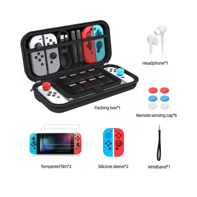 Estuche de Viaje para Nintendo Switch con accesorios 12 en 1