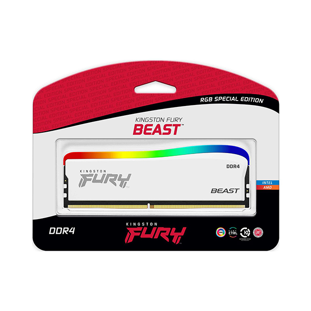 Memoria RAM Kingston Fury Beast RGB White Special Edition, 8GB 1x8GB 3200Mhz - KF432C16BWA/8