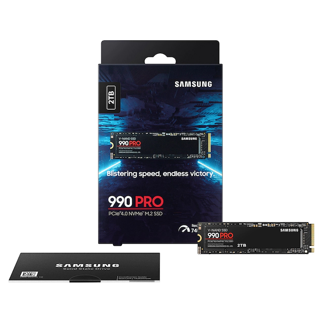 Unidad de Estado Solido SSD NVMe M.2 Samsung 990 Pro, 2TB, 7,450/6,900 MB/s, PCIe 4.0 - MZ-V9P2T0B/AM