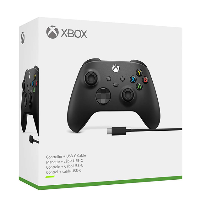 Control Inalámbrico Xbox Carbon Black + Cable USB-C | Xbox Series X|S | Xbox One | PC | Android | iOS