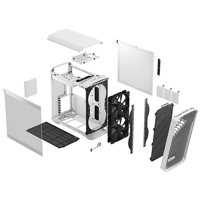 Gabinete Fractal Design Torrent Compact White, TG Clear Tint, Formato ATX, Panel de Vidrio Templado, incluye 2 ventiladores de 180mm, Soporta E-ATX, FD-C-TOR1C-03