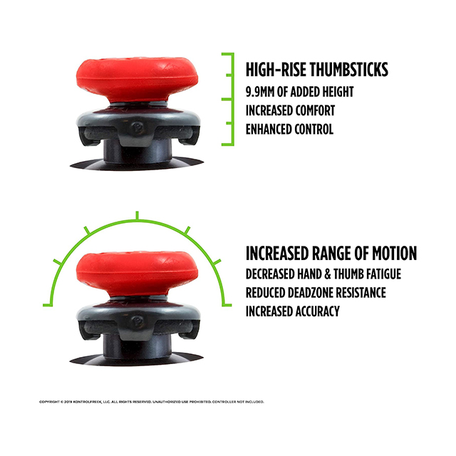 KontrolFreek FPS Freek Inferno para Xbox Series X/S | Performance Thumbsticks | 2 Alturas elevadas, Cóncavo | Rojo