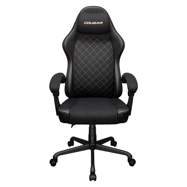 Silla Gamer COUGAR Fusion EX Gold F, tela tipo suede, soporte lumbar integrado, descansabrazos dinámicos, negro/dorado – 3MFXFGLB.0001