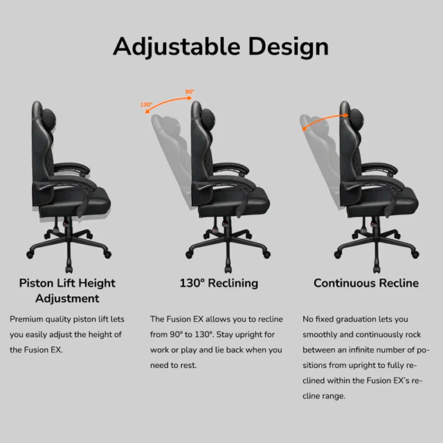 Silla Gamer COUGAR Fusion EX Gold F, tela tipo suede, soporte lumbar integrado, descansabrazos dinámicos, negro/dorado – 3MFXFGLB.0001