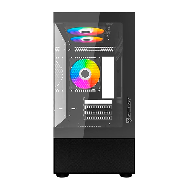 Gabinete Ocelot Gaming GLASS EN6, Micro-ATX/Mini-ITX, Cristal Templado, 3 Ventiladores ARGB, Negro