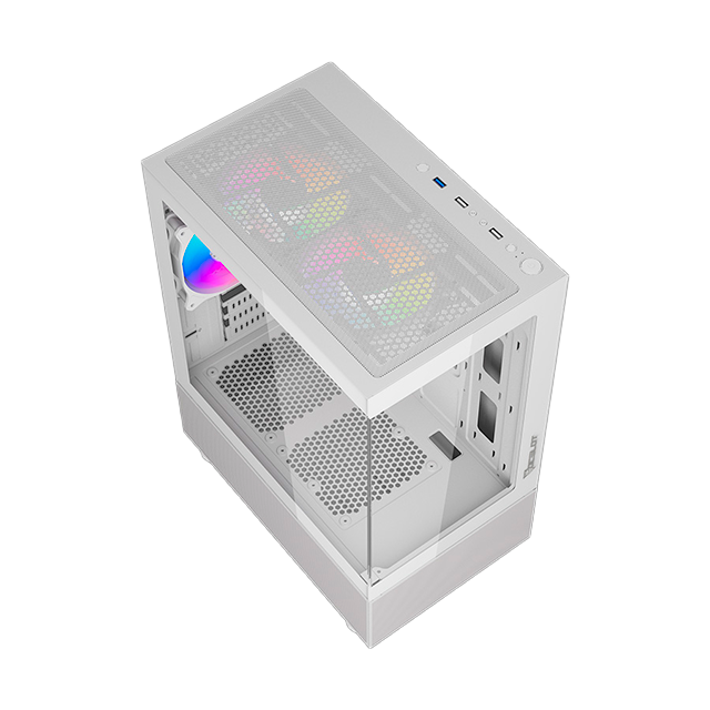 Gabinete Ocelot Gaming GLASS EW7, Micro-ATX, 3 Ventiladores RGB, Panel Frontal y Lateral de Vidrio Templado, Blanco