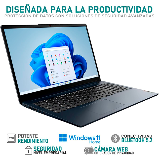 Laptop Lenovo IdeaPad 1 15AMN7, 15.6", Full HD, Ryzen 5 7520U, 16GB RAM, 256GB SSD, Windows 11 – 82VG