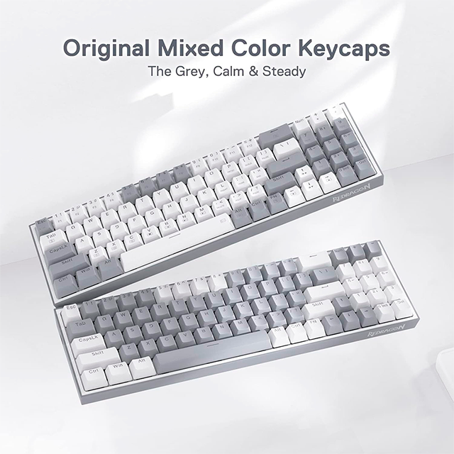 Teclado Mecánico Gamer POLLUX, 75%, Español, Alámbrico, Switch Rojo, Retroiluminación RGB, Diseño Compacto con Pad Numérico, Color White/Gray - POLLUX-WG