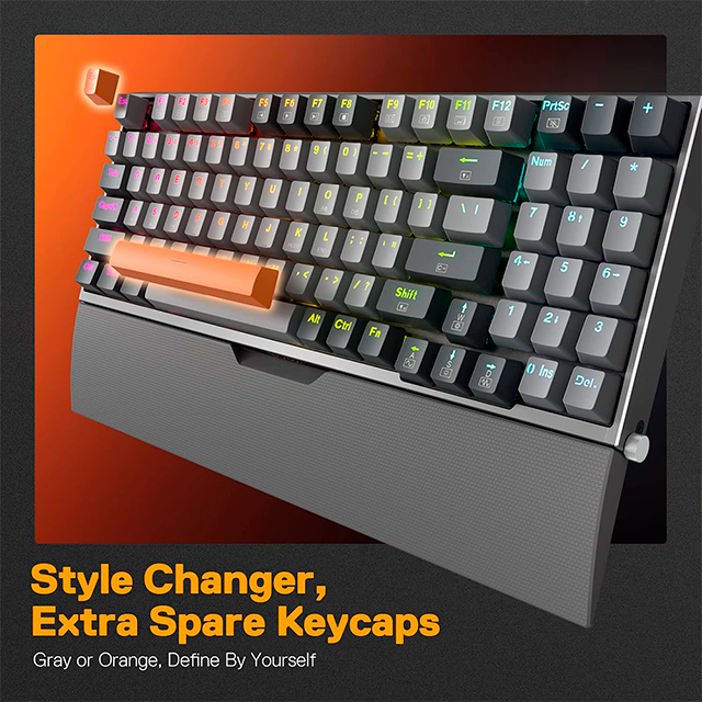 Teclado Mecánico Gamer Redragon OLAF K648 90% , Alámbrico USB-C, Hot-Swap, Marco de Aluminio, RGB – K648GG-RGB RED