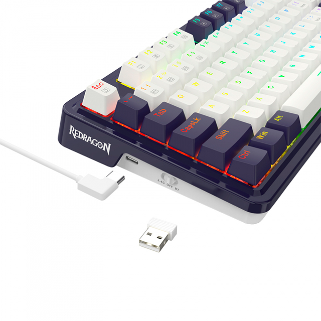 Teclado Mecánico Redragon UCAL Pro K673, 75%, Inalámbrico Tri-modo BT/2.4 GHz/USB-C, RGB – K673WB-RGB-PRO SP