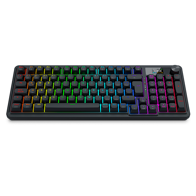 Teclado Mecánico EISA LCD Pro K719RGB-PRO SP, 95%, pantalla LCD, triple conexión, rueda de control, Yolk Switch, gasket, español – K719RGB-PRO SP