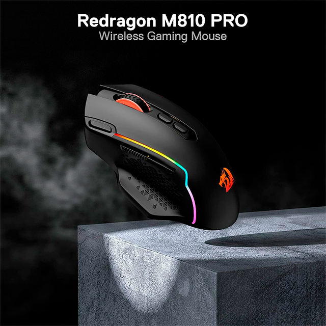 Mouse Gamer Inalámbrico Redragon Taipan Pro M810, 10,000 DPI, PAW3325, 1000 Hz, 8 Botones Programables, 2.4 GHz, USB-C, RGB – M810RGB-PRO