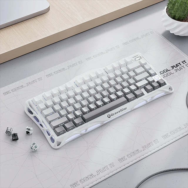Teclado Mecánico Gamer GravaStar Mercury K1, 75%, inalámbrico, Gradient White – GS K1_GWHT