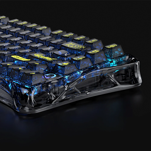 Teclado Mecánico Gamer GravaStar Mercury K1 Lite, 75%, inalámbrico, Transparent Black – GS K1 LITE_XTAL_BLK