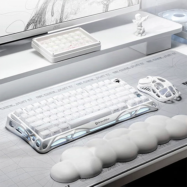 Teclado Mecánico Inalámbrico GravaStar Mercury K1 Opaline White, 75%, 79 Teclas, Switches Lineales, Bluetooth 5.0, 2.4 GHz, USB-C, RGB – GS K1_WHT