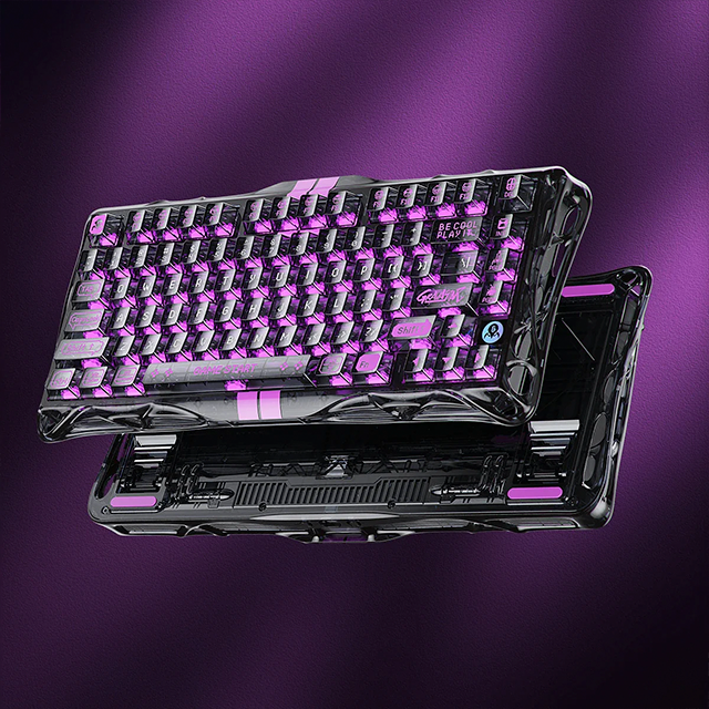 Teclado Gamer GravaStar Mercury V75 Lite, 75%, Hall Effect Magnetic Switch, Transparent Black – GS V75 LITE_XTAL_BLK