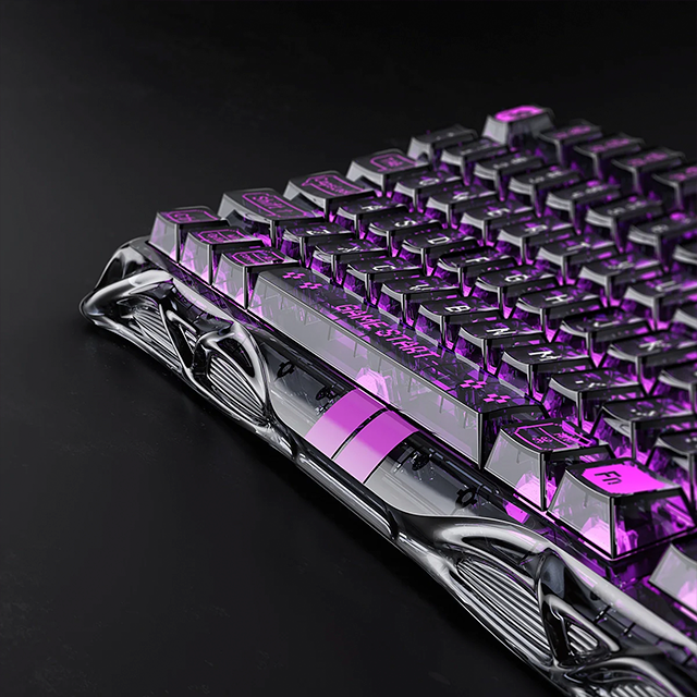 Teclado Gamer GravaStar Mercury V75 Lite, 75%, Hall Effect Magnetic Switch, Transparent Black – GS V75 LITE_XTAL_BLK