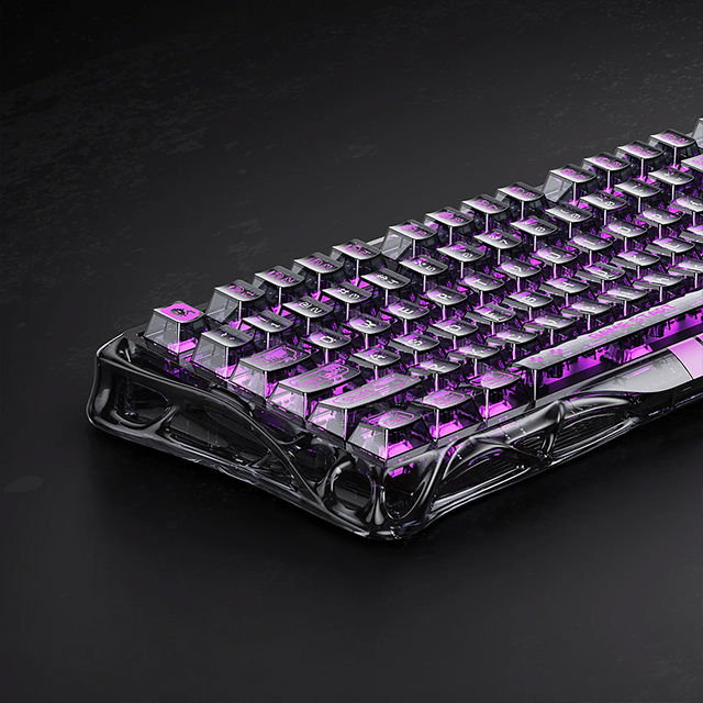 Teclado Gamer GravaStar Mercury V75 Lite, 75%, Hall Effect Magnetic Switch, Transparent Black – GS V75 LITE_XTAL_BLK