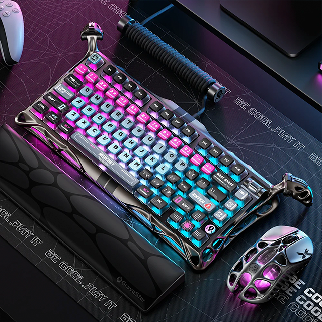 Teclado Gamer GravaStar Mercury V75 Pro, 75%, Hall Effect Magnetic Switch, Cyberpunk – GS V75 PRO_U_RM_EGRY