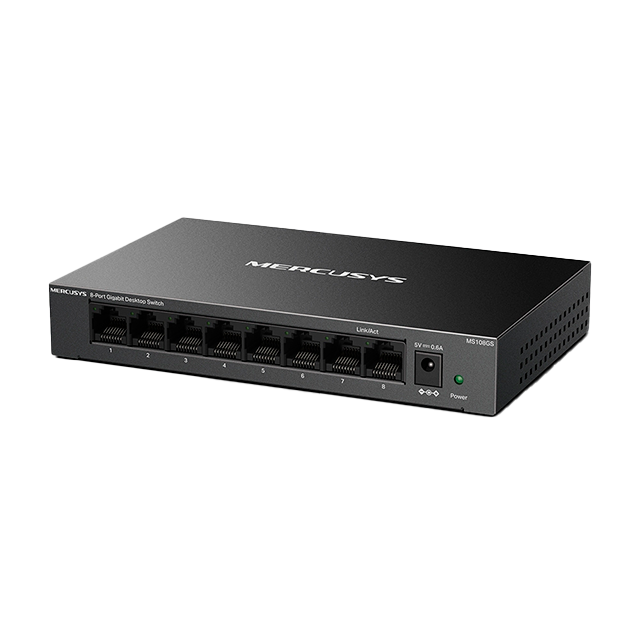 Switch MERCUSYS MS108GS, 8 Puertos Gigabit, 10/100/1000 Mbps, No Administrable, Carcasa Metálica – MS108GS