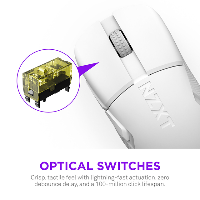 Mouse Inalámbrico NZXT Lift Elite Wireless, Sensor Óptico de Alta Precisión, Diseño Ultraligero, Blanco – MS-101NW-02