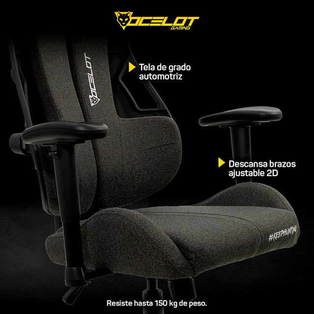 Silla Gamer Ocelot Gaming Scorpio, Tela, Reclinable 170°, Base Metálica, Negro – OST-BLACK SCORPIO