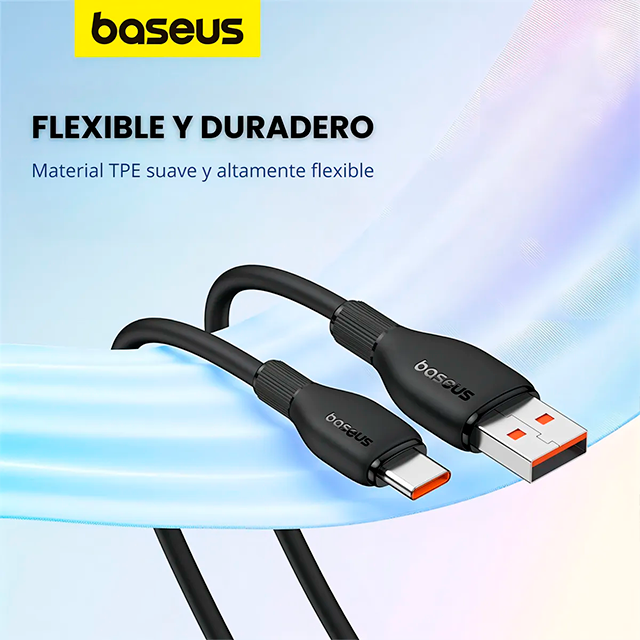 Cable de Carga Baseus USB-A a USB-C, 100W, 6A, 2 m, Negro – P10355703111-B2
