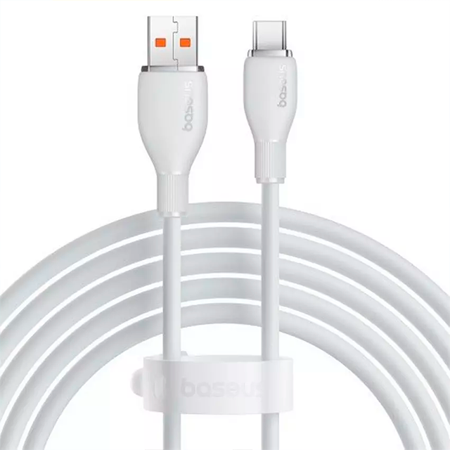Cable de Carga Baseus USB-A a USB-C, 100W, 6A, 2 m, Blanco – P10355703221-B2