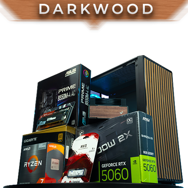 PC Gamer DarkWood | Ryzen 7 5700G | RTX 5060 8GB | 16GB DDR4 | 1TB NVMe | B550M | 650W Gold 