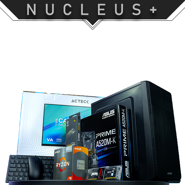 PC Nucleus + | Ryzen 7 5700G | 8 GB 3200 MHz | SSD M.2 500 GB | Gráficos integrados | Monitor | Teclado y Mouse