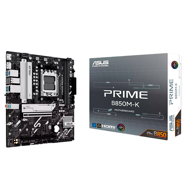 Tarjeta Madre ASUS PRIME B850M-K, AM5, DDR5 hasta 128 GB, PCIe 5.0, 2× M.2, 2.5 GbE, Micro-ATX – PRIME B850M-K