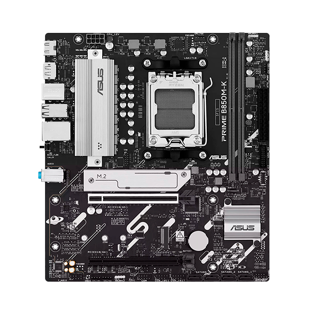 Tarjeta Madre ASUS PRIME B850M-K, AM5, DDR5 hasta 128 GB, PCIe 5.0, 2× M.2, 2.5 GbE, Micro-ATX – PRIME B850M-K