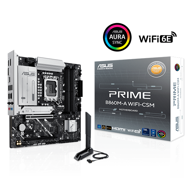 Tarjeta Madre ASUS PRIME B860M-A WIFI-CSM, Micro-ATX, Intel 15th Gen Core Ultra, Socket LGA 1851, DDR5 8666MHz OC, PCIe 5.0, 2x M.2, Wi-Fi 6E, 2.5Gb Ethernet – B860M-A WIFI-CSM