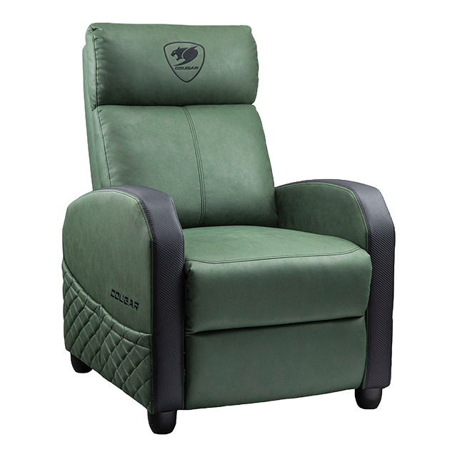 Sofá Gamer COUGAR Ranger Elite Army Green, reclinable, reposapiés plegable, bolsillo lateral, soporta 135 kg – CGR-RAE-GEB