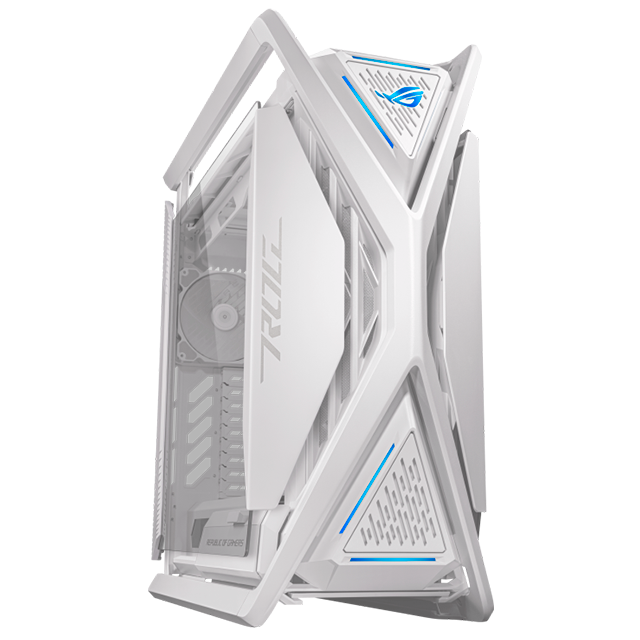 Gabinete ASUS ROG Hyperion GR701, E-ATX, vidrio templado, 4 ventiladores PWM, soporte radiador 420 mm, USB-C, Blanco – GR701/WT/PWM FAN