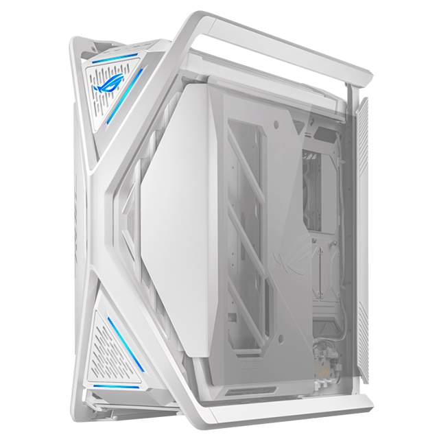 Gabinete ASUS ROG Hyperion GR701, E-ATX, vidrio templado, 4 ventiladores PWM, soporte radiador 420 mm, USB-C, Blanco – GR701/WT/PWM FAN