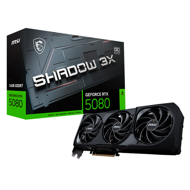 Tarjeta de Video Nvidia GeForce RTX 5080 16GB GDDR7 SHADOW 3X OC, PCI Express 5.0 – RTX5080-SHADOW-3X-OC