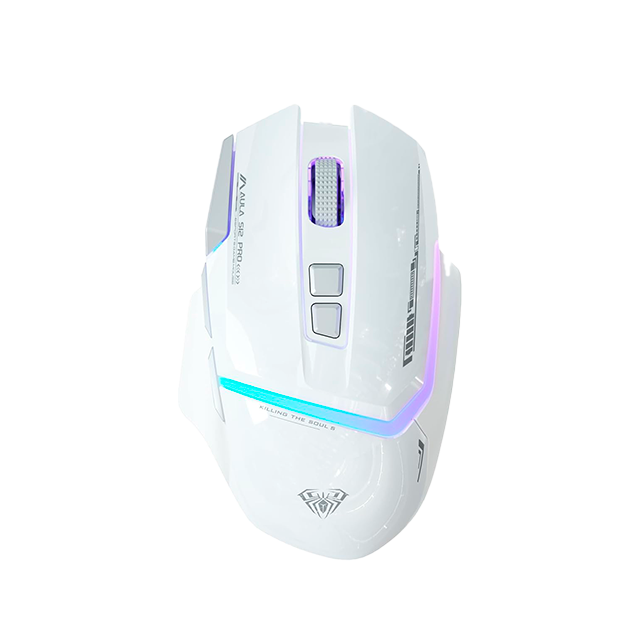 Mouse gamer Aula S12 Pro alámbrico, DPI ajustable 500–12800, RGB, blanco – 8500-0109