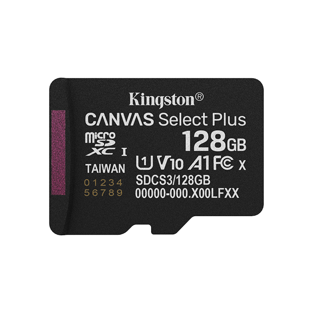 Tarjeta de Memoria microSD Kingston Canvas Select Plus Gen3, 128GB, microSDXC, UHS-I, Clase 10, A1 – SDCS3/128GB