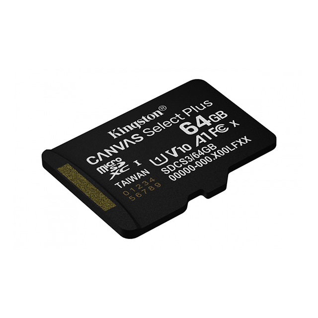 Memoria MicroSD Kingston Canvas Select Plus Gen3, 64 GB, UHS-I, Clase 10, U1, V10, A1, hasta 100 MB/s - SDCS3/64GB